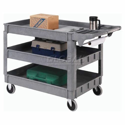 Global Industrial Utility Cart w/3 Shelves & 5" Casters, 500 lb. Capacity, 46"L x 25"W x 33"H 4 Global Industrial Utility Cart w/3 Shelves & 5" Casters, 500 lb. Capacity, 46"L x 25"W x 33"H - Image 4