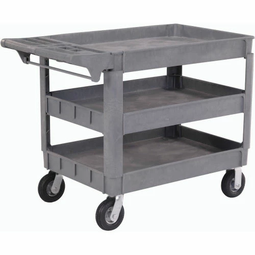 Global Industrial Utility Cart w/3 Shelves & 6" Casters, 500 lb. Capacity, 46"L x 25"W x 35"H 1 Global Industrial Utility Cart w/3 Shelves & 6" Casters, 500 lb. Capacity, 46"L x 25"W x 35"H