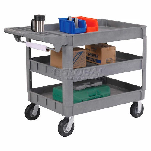 Global Industrial Utility Cart w/3 Shelves & 6" Casters, 500 lb. Capacity, 46"L x 25"W x 35"H 2 Global Industrial Utility Cart w/3 Shelves & 6" Casters, 500 lb. Capacity, 46"L x 25"W x 35"H - Image 2