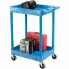 Luxor® BUSTC11BU Blue 2 Shelf Tray Shelf Plastic Cart 24 x 18