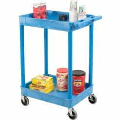 Luxor® BUSTC11BU Blue 2 Shelf Tray Shelf Plastic Cart 24 x 18 -Utility Carts Elegant store 251937BL 02