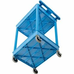 Luxor® BUSTC11BU Blue 2 Shelf Tray Shelf Plastic Cart 24 x 18 -Utility Carts Elegant store 251937BL 08