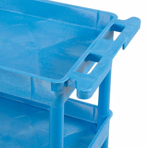 Luxor® BUSTC111BU Blue 3 Shelf Tray Shelf Plastic Cart 24 x 18 4 Luxor® BUSTC111BU Blue 3 Shelf Tray Shelf Plastic Cart 24 x 18 - Image 4