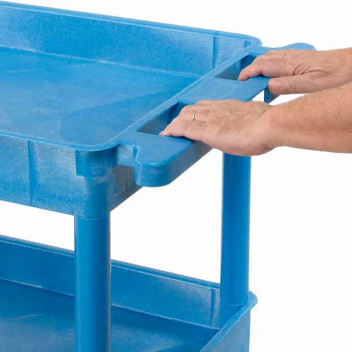 Luxor® BUSTC111BU Blue 3 Shelf Tray Shelf Plastic Cart 24 x 18 6 Luxor® BUSTC111BU Blue 3 Shelf Tray Shelf Plastic Cart 24 x 18 - Image 6