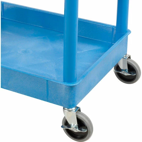 Luxor® BUSTC111BU Blue 3 Shelf Tray Shelf Plastic Cart 24 x 18 7 Luxor® BUSTC111BU Blue 3 Shelf Tray Shelf Plastic Cart 24 x 18 - Image 7