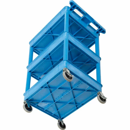 Luxor® BUSTC111BU Blue 3 Shelf Tray Shelf Plastic Cart 24 x 18 9 Luxor® BUSTC111BU Blue 3 Shelf Tray Shelf Plastic Cart 24 x 18 - Image 9
