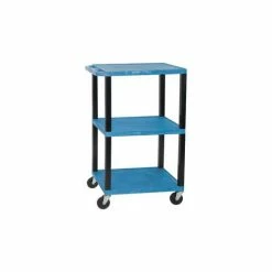 Luxor Garage Shop Utility Cart w/3 Shelves, 250 lb. Capacity, 24"L x 18"W x 42-1/2"H, Blue