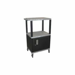 Luxor Garage Shop Utility Cart w/Cabinet, 250 lb. Capacity, 24"L x 18"W x 42-1/2"H, Gray
