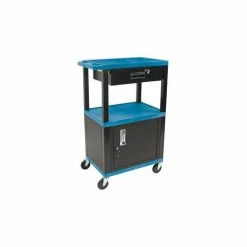 Luxor Garage Shop Utility Cart w/Cabinet & Drawer, 250 lb. Capacity, 24"L x 18"W x 42-1/2"H,Blue