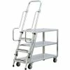 New Age Industrial New Age 99555 Aluminum Step Ladder, Stock Picker Cart 3 Flat Shelves