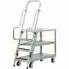 New Age Industrial New Age Stock Picker Cart w/Ladder & 3 Shelves, 800 lb. Cap, 51-1/2"L x 22"W x 69-1/2"H, Silver