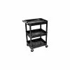 Luxor® STC111 Tray Top Shelf 3 Shelf Plastic Utility Cart 24x18 4" Casters