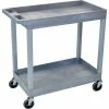 Luxor Plastic Utility Cart w/2 Shelves, 400 lb. Capacity, 35-1/4"L x 18"W x 34-1/4"H, Gray