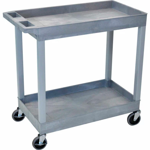 Luxor Plastic Utility Cart w/2 Shelves, 400 lb. Capacity, 35-1/4"L x 18"W x 34-1/4"H, Gray 1 Luxor Plastic Utility Cart w/2 Shelves, 400 lb. Capacity, 35-1/4"L x 18"W x 34-1/4"H, Gray