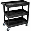 Luxor Plastic Utility Cart w/3 Shelves, 400 lb. Capacity, 35-1/4"L x 18"W x 36-1/4"H, Black