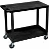 Luxor Plastic Utility Cart w/3 Shelves, 400 lb. Capacity, 35-1/4"L x 18"W x 35-1/4"H, Black