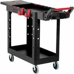 Rubbermaid® Heavy Duty Small Adaptable Utility Cart, 2 Shelf, 46-1/2"Lx17-3/4"W, Black