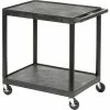 Luxor Plastic Utility Cart w/2 Shelves, 200 lb. Capacity, 24"L x 18"W x 33-1/2"H, Black