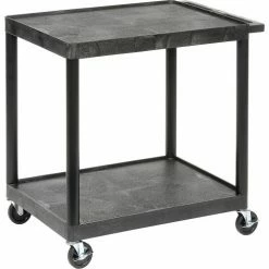 Luxor Plastic Utility Cart w/2 Shelves, 200 lb. Capacity, 24"L x 18"W x 33-1/2"H, Black -Utility Carts Elegant store 334538BK 04