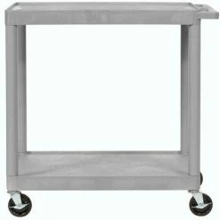 Luxor Plastic Utility Cart w/2 Shelves, 250 lb. Capacity, 32"L x 24"W x 34"H, Gray -Utility Carts Elegant store 334538GY 05