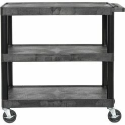 Luxor Plastic Utility Cart w/3 Shelves, 250 lb. Capacity, 24"L x 18"W x 34"H, Black -Utility Carts Elegant store 334539BK 05