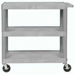 Luxor Plastic Utility Cart w/3 Shelves, 300 lb. Capacity, 32"L x 24"W x 33-1/2"H, Gray 21 Luxor Plastic Utility Cart w/3 Shelves, 300 lb. Capacity, 32"L x 24"W x 33-1/2"H, Gray -Utility Carts Elegant store 334539GY 05