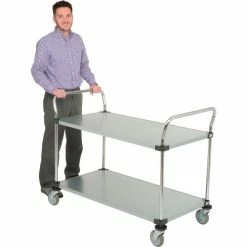 Nexel® Galvanized Steel Utility Cart w/2 Shelves, 800 lb. Capacity, 48"L x 24"W x 38"H -Utility Carts Elegant store 489064 03
