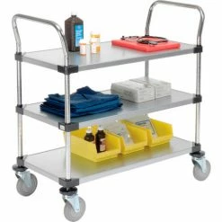 Nexel® Galvanized Steel Utility Cart w/3 Shelves, 800 lb. Capacity, 36"L x 18"W x 38"H