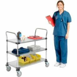 Nexel® Galvanized Steel Utility Cart w/3 Shelves, 800 lb. Capacity, 36"L x 18"W x 38"H -Utility Carts Elegant store 489065 02