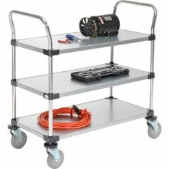 Nexel® Galvanized Steel Utility Cart w/3 Shelves, 800 lb. Capacity, 36"L x 18"W x 38"H -Utility Carts Elegant store 489065 04