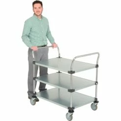 Nexel® Galvanized Steel Utility Cart w/3 Shelves, 800 lb. Capacity, 36"L x 24"W x 38"H -Utility Carts Elegant store 489066 03