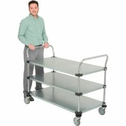 Nexel® Galvanized Steel Utility Cart w/3 Shelves, 800 lb. Capacity, 48"L x 24"W x 38"H -Utility Carts Elegant store 489067 03
