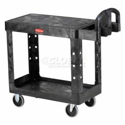 Rubbermaid® Plastic Utility Cart w/2 Shelves, 500 lb. Capacity, 39"L x 17"W x 33"H, Black