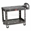 Rubbermaid® Plastic Flat Top Utility Cart, 2 Shelf, 44"Lx25"W, 5" Casters, Black