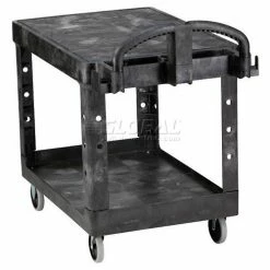 Rubbermaid® Plastic Flat Top Utility Cart, 2 Shelf, 44"Lx25"W, 5" Casters, Black -Utility Carts Elegant store 489492 02
