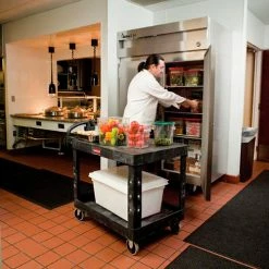 Rubbermaid® Plastic Flat Top Utility Cart, 2 Shelf, 44"Lx25"W, 5" Casters, Black -Utility Carts Elegant store 489492 05