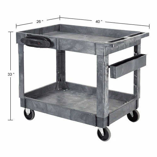 Global Industrial Utility Cart w/ 2 Shelves & 5" Casters, 500 lb. Capacity, 40"L x 26"W x 33"H 28 Global Industrial Utility Cart w/ 2 Shelves & 5" Casters, 500 lb. Capacity, 40"L x 26"W x 33"H - Image 28