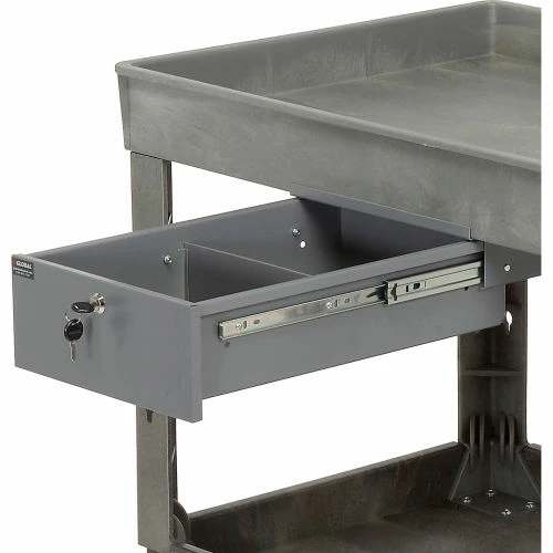 Global Industrial Drawer w/Divider for Plastic/Steel Carts, 10-3/4"L x 18"W x 4-1/2"H, Gray 3 Global Industrial Drawer w/Divider for Plastic/Steel Carts, 10-3/4"L x 18"W x 4-1/2"H, Gray - Image 3