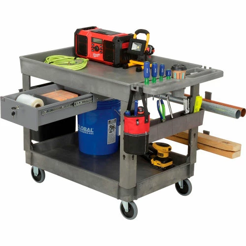 Global Industrial Drawer w/Divider for Plastic/Steel Carts, 10-3/4"L x 18"W x 4-1/2"H, Gray 5 Global Industrial Drawer w/Divider for Plastic/Steel Carts, 10-3/4"L x 18"W x 4-1/2"H, Gray - Image 5