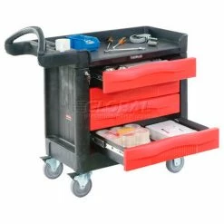 Rubbermaid® Mobile Workcenter w/4 Drawers, 500 lb. Capacity, 40"L x 18"W x 33-1/2"H, Black -Utility Carts Elegant store 607707 11