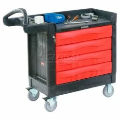 Rubbermaid® Mobile Workcenter w/4 Drawers, 500 lb. Capacity, 40"L x 18"W x 33-1/2"H, Black -Utility Carts Elegant store 607707 12