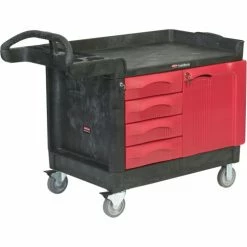 Rubbermaid® Mobile Workcenter w/4 Drawers, 750 lb. Capacity, 49"L x 26"W x 38"H, Black