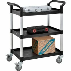 Global Industrial™ Service Cart w/3 Shelves, 550 lb. Capacity, 26"L x 17"W x 39"H, Black -Utility Carts Elegant store 800270 04