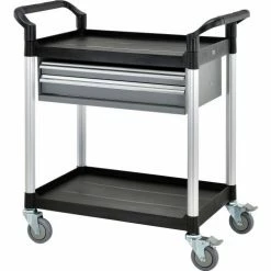 Global Industrial Utility Cart, 2 Shelves, 2 Drawers, 440 lb. Cap, 26"L x 17"W x 37"H, Black 21 Global Industrial Utility Cart, 2 Shelves, 2 Drawers, 440 lb. Cap, 26"L x 17"W x 37"H, Black -Utility Carts Elegant store 800271 03