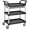 Global Industrial™ Utility Cart, 3 Shelves, 1 Drawer, 440 lb. Cap, 26"L x 17"W x 39"H, Black