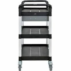 Global Industrial™ Utility Cart, 3 Shelves, 1 Drawer, 440 lb. Cap, 26"L x 17"W x 39"H, Black -Utility Carts Elegant store 800272 04