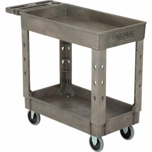 Global Industrial Utility Cart w/2 Shelves, 500 lb. Cap, 38"L x 17-1/2"W x 32-1/2"H, Gray 1 Global Industrial Utility Cart w/2 Shelves, 500 lb. Cap, 38"L x 17-1/2"W x 32-1/2"H, Gray