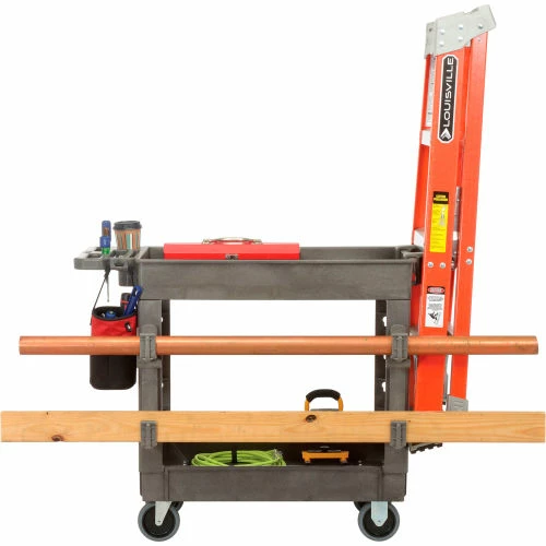 Global Industrial Utility Cart w/2 Shelves, 500 lb. Cap, 38"L x 17-1/2"W x 32-1/2"H, Gray 6 Global Industrial Utility Cart w/2 Shelves, 500 lb. Cap, 38"L x 17-1/2"W x 32-1/2"H, Gray - Image 6