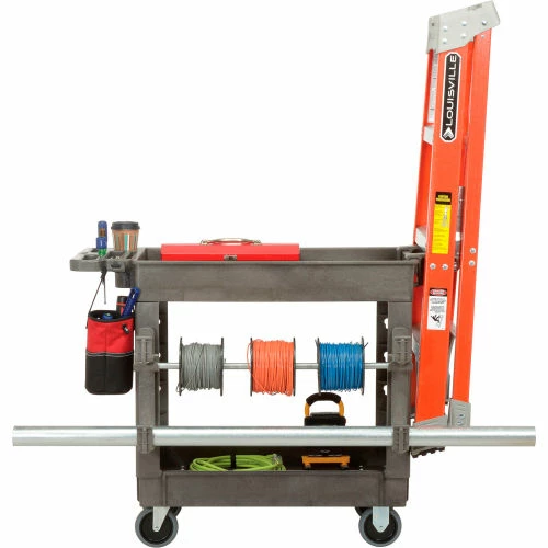 Global Industrial Utility Cart w/2 Shelves, 500 lb. Cap, 38"L x 17-1/2"W x 32-1/2"H, Gray 7 Global Industrial Utility Cart w/2 Shelves, 500 lb. Cap, 38"L x 17-1/2"W x 32-1/2"H, Gray - Image 7