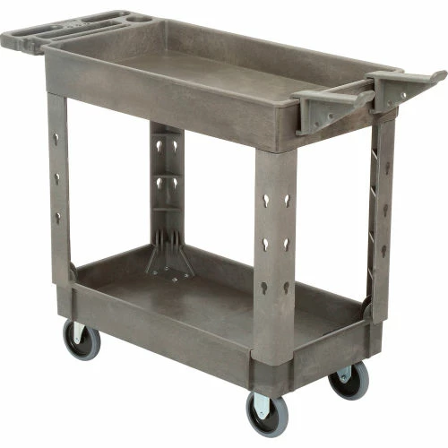 Global Industrial Utility Cart w/2 Shelves, 500 lb. Cap, 38"L x 17-1/2"W x 32-1/2"H, Gray 8 Global Industrial Utility Cart w/2 Shelves, 500 lb. Cap, 38"L x 17-1/2"W x 32-1/2"H, Gray - Image 8